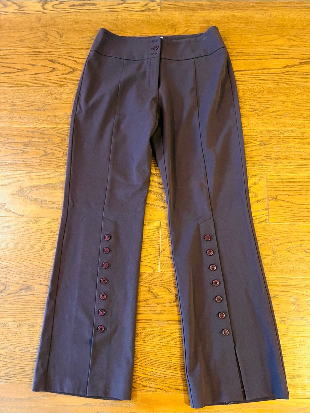 Vintage Women’s Dark Brown Boot Cut Pants with Decorative Buttons